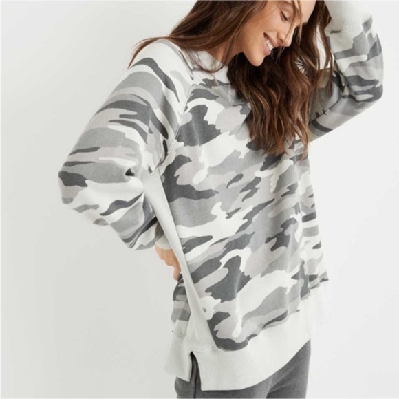aerie Sweaters - Aerie Pullover Crew Neck Army Camo Sweatshirt